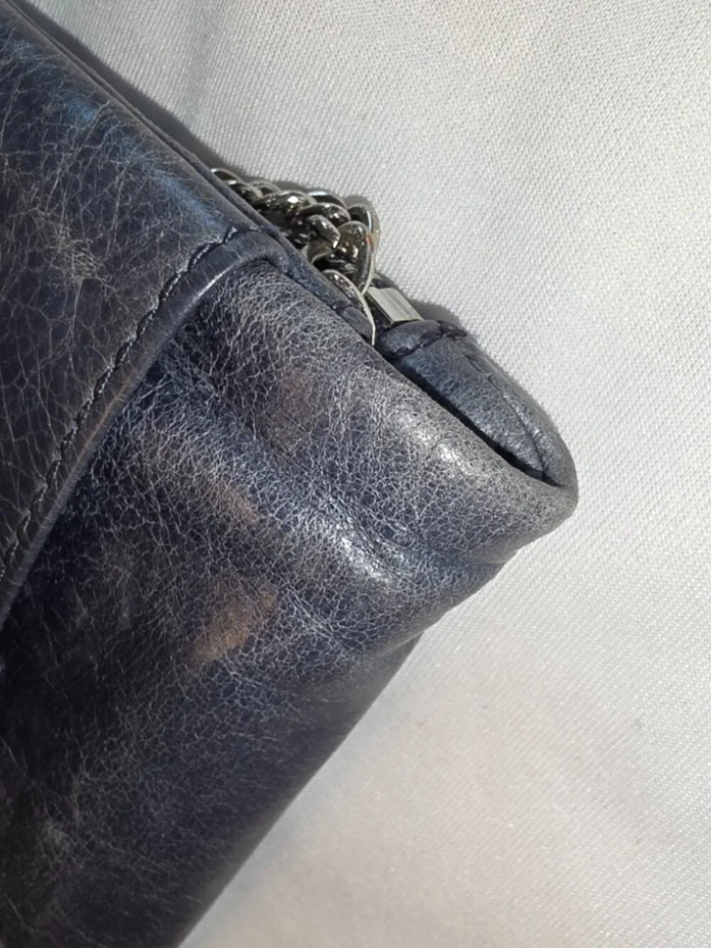 HOBO Daria Convertible Crossbody Leather Bag Purse Blue Clutch Distressed